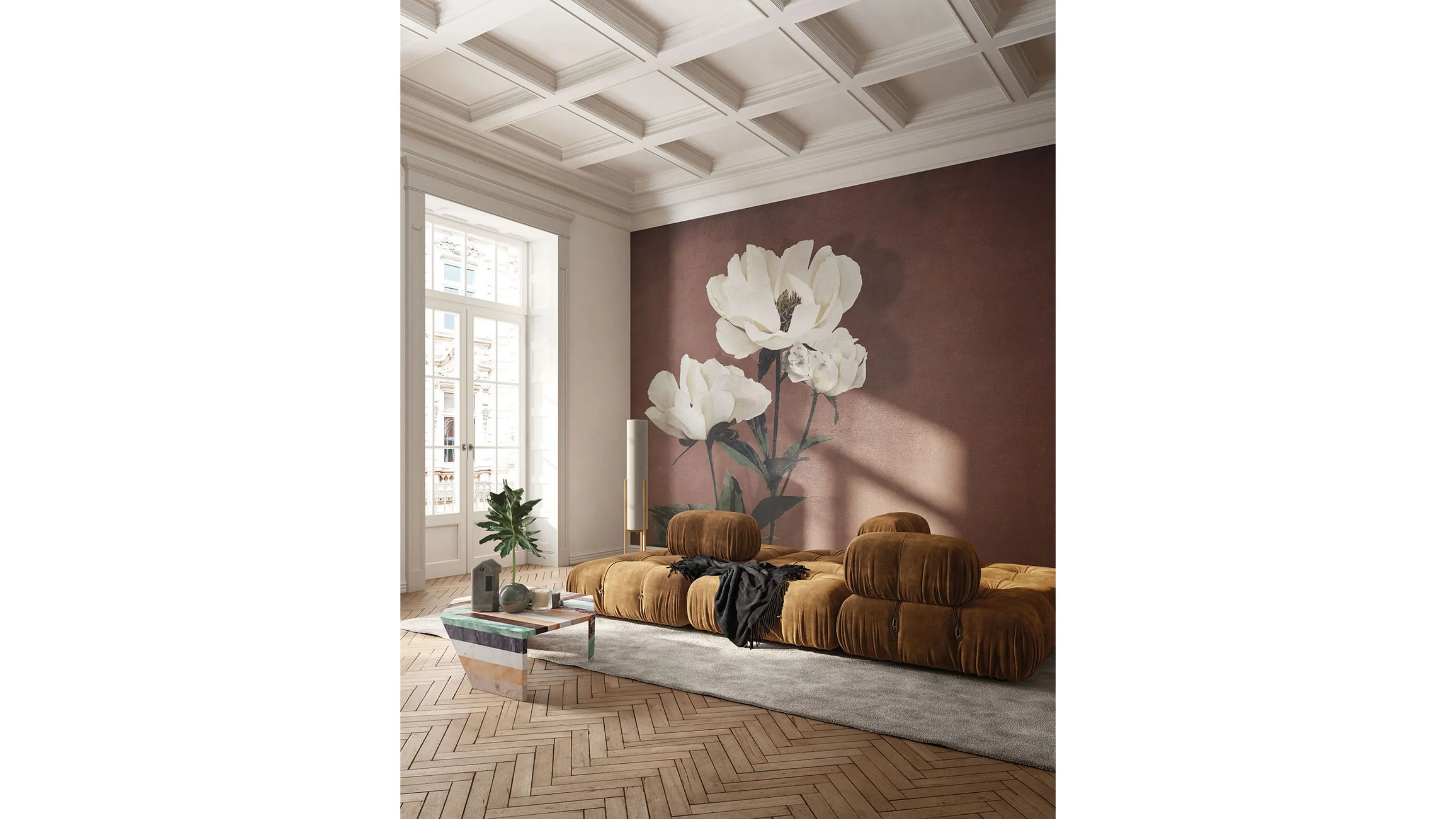 Carta da parati Haerdaceous Paeony di Inkiostro Bianco