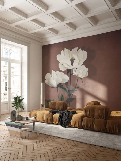 Carta da parati Haerdaceous Paeony di Inkiostro Bianco