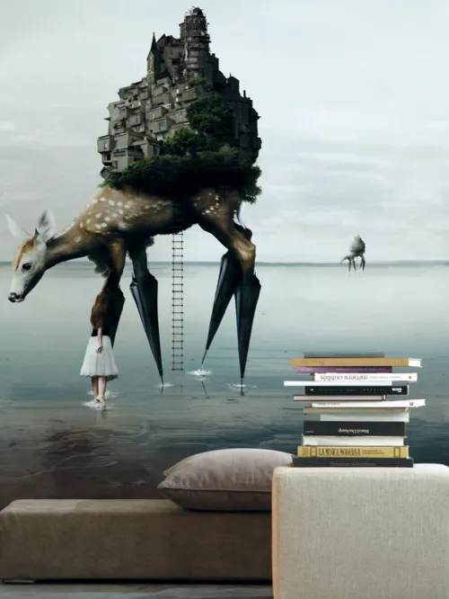 Carta da parati con illustrazione artistica The Migration di Inkiostro Bianco