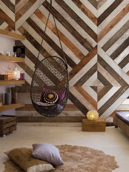 Carta da parati geometrica effetto legno Wooden di Inkiostro Bianco