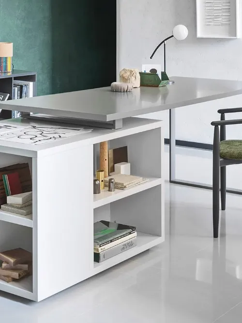 Scrittoio con libreria Isola in laccato opaco di Novamobili