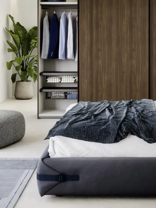 Pouf in tessuto con angoli stondati Blossom di Novamobili