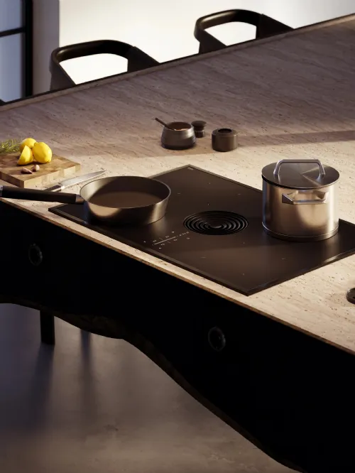 Aspiratore dal design minimalista integrato con piano cottura ad induzione Bora Pure di Bora