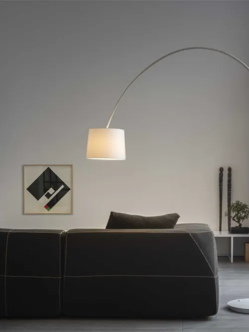 Lampada da terra in metallo con paralume in PVC rivestito in tessuto Dorsale di Ideal Lux