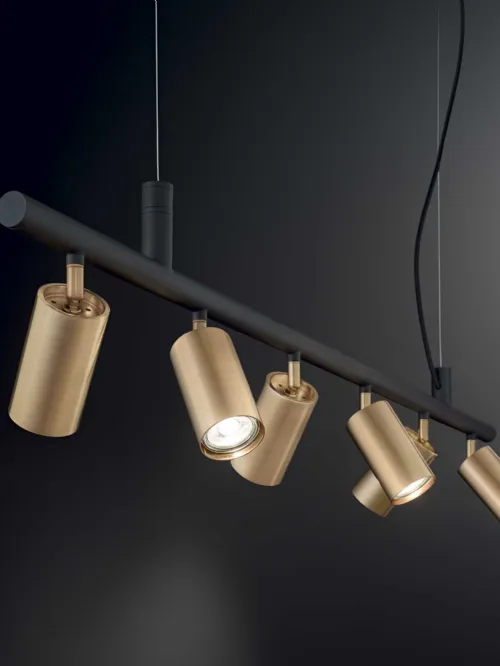 Lampada a sospensione Dynamite in metallo con diffusori orientabili di Ideal Lux