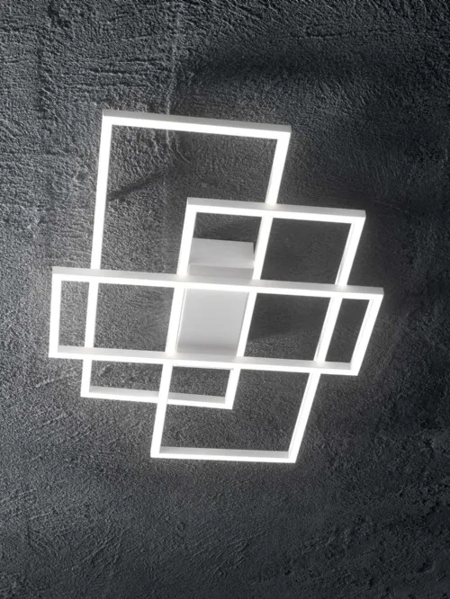 Lampada a soffitto Frame in metallo verniciato bianco opaco di Ideal Lux
