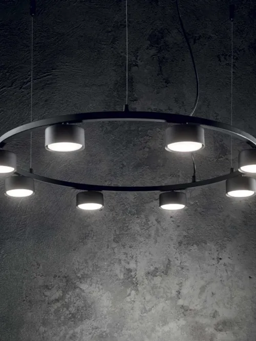 Lampada a sospensione Minor Round in metallo con sorgenti luminose a led di Ideal Lux