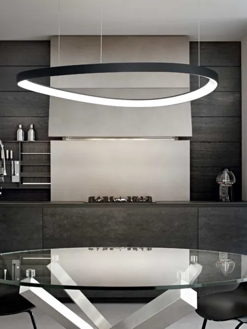 Lampada a sospensione Gemini in metallo con diffusore in policarbonato opale di Ideal Lux
