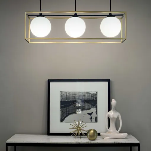 Lampada a sospensione Minor Round in metallo con sorgenti luminose a led di Ideal Lux