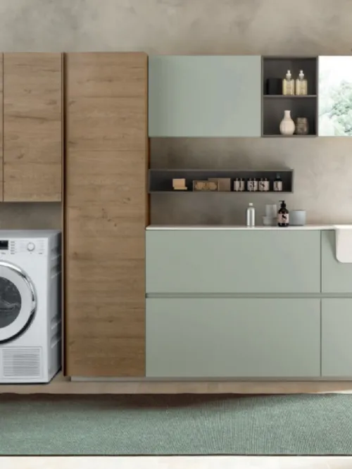 Mobile da Bagno Laundry System C09 in laccato opaco e melaminico di Baxar