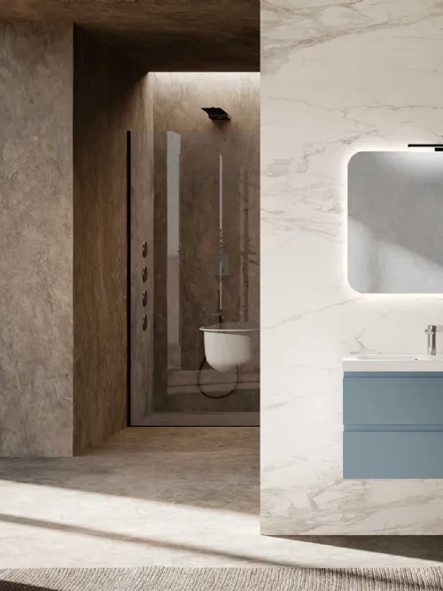 Mobile da Bagno sospeso Block System Square Evo C37 di Baxar