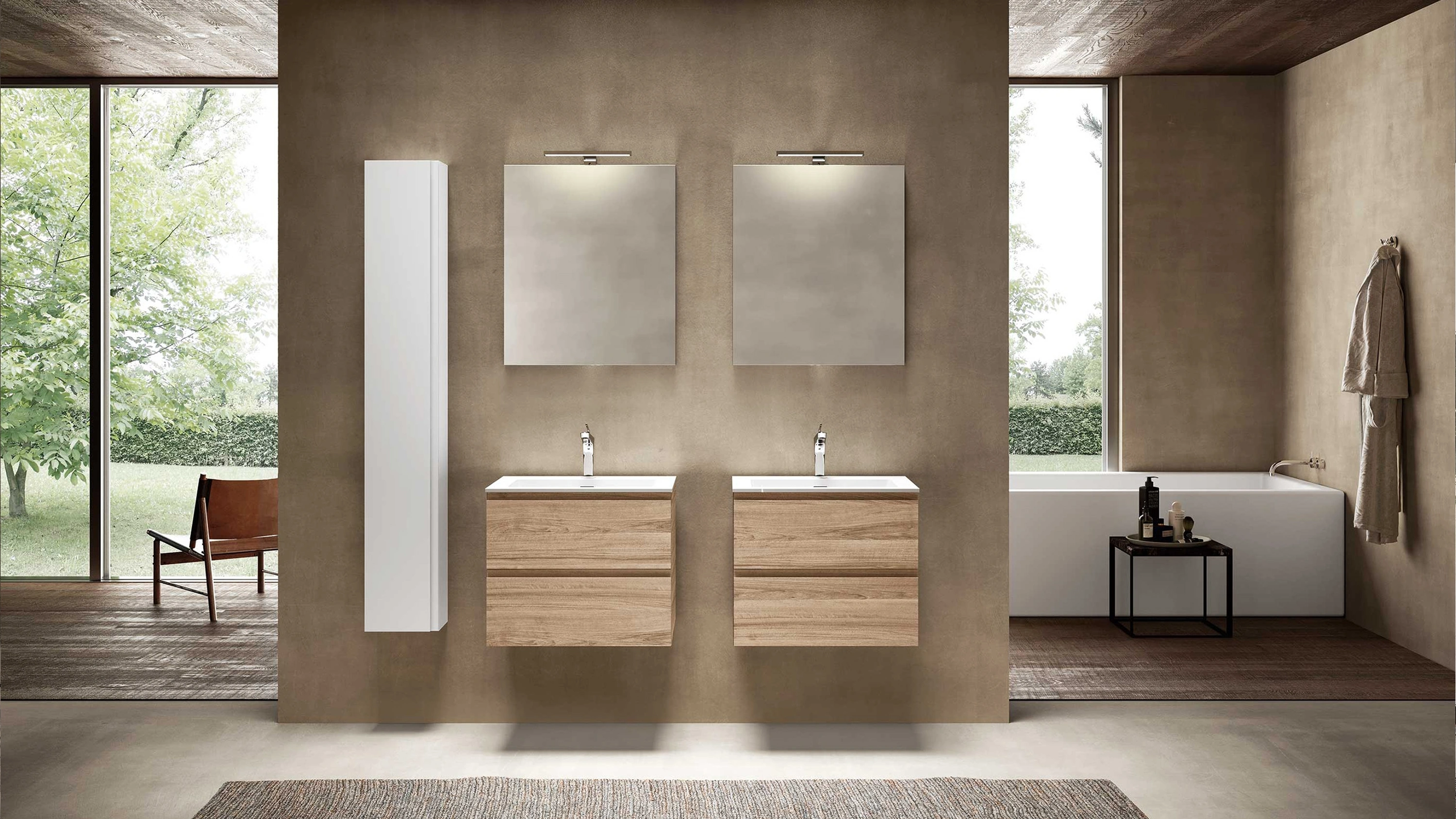 Mobile da Bagno sospeso Block System Syntesi C28 di Baxar