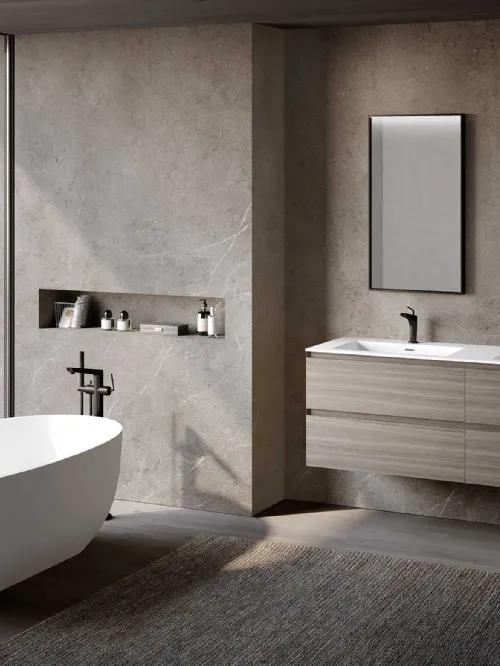 Mobile da Bagno sospeso Block System Syntesi C32 di Baxar