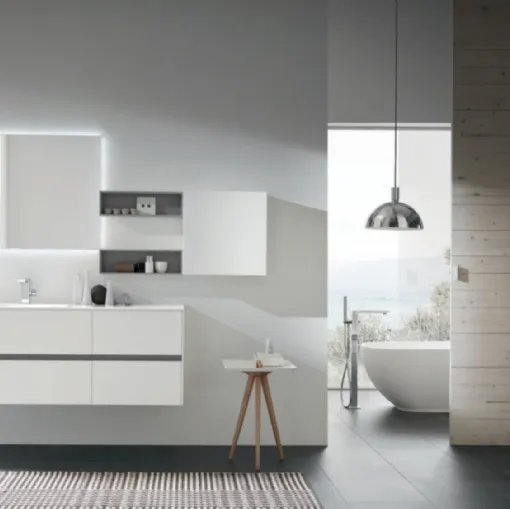 Mobile da Bagno sospeso C207 in laccato Bianco opaco di Baxar