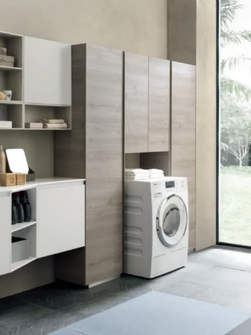 Mobile da Lavanderia Laundry System C07 in laccato opaco e melaminico di Baxar