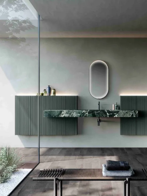 Mobile da Bagno sospeso M2 System 242 in laccato e gres di Baxar