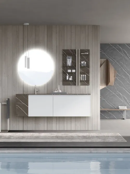 Mobile da Bagno sospeso M2 System 221 in laccato opaco e HPL di Baxar