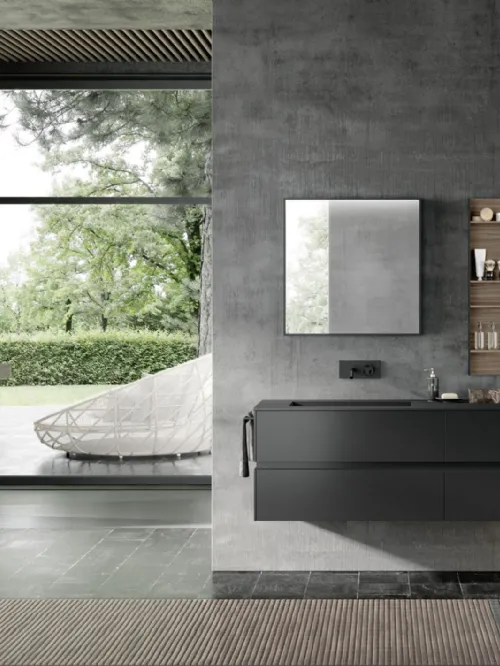 Mobile da Bagno sospeso M2 System 224 in laccato opaco di Baxar