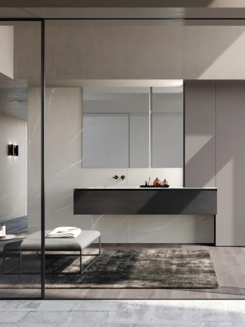 Mobile da Bagno M3 System 307 in rovere nero impiallacciato di Baxar