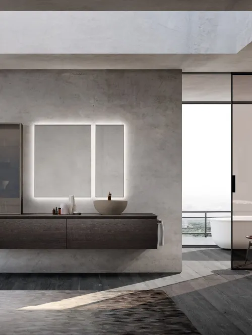Mobile da Bagno M3 System 310 in rvere moka impiallacciato di Baxar