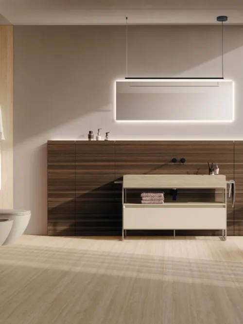 Mobile da Bagno M3 System 341 in laccato e legno di Eucalipto di Baxar