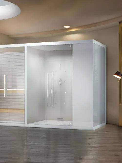 Sauna e Hamman in legno con ante in vetro Nirvana Combi 1 di Megius