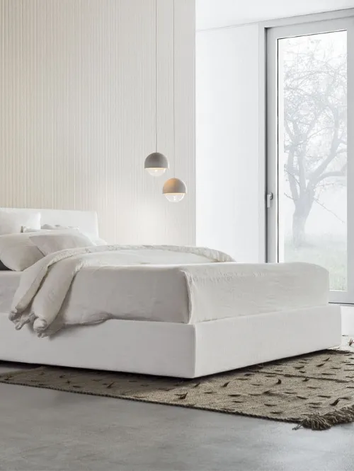 Letto in tessuto con box contenitore Beta Up di Pianca