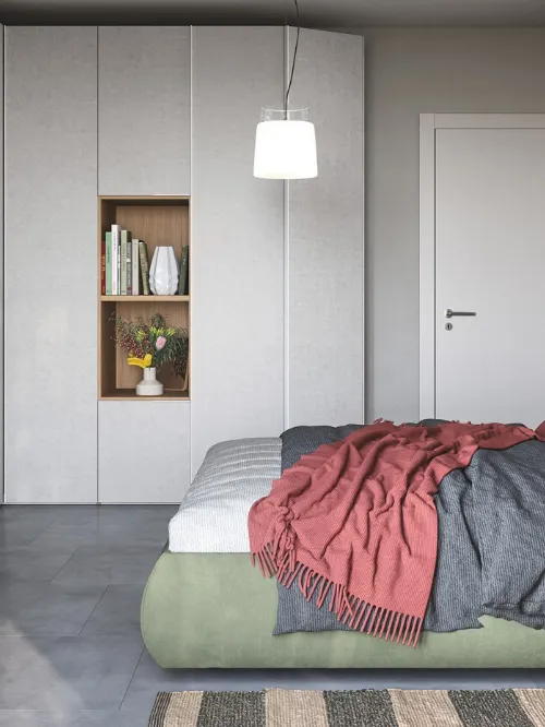 Letto in tessuto imbottito con box contenitore Thika di Cinquanta3