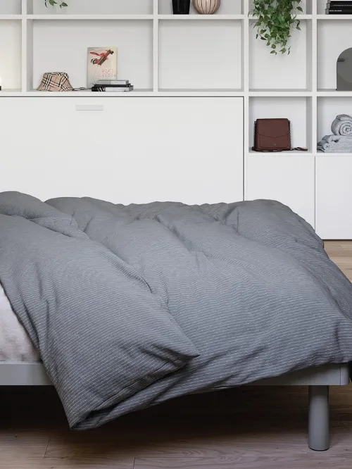 Letto matrimoniale in melaminico Cemento con testiera Thun di Cinquanta3