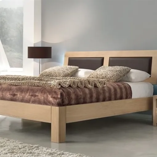 Letto in legno massello con testiera rivestita in pelle Dreams TL08 di Conarte