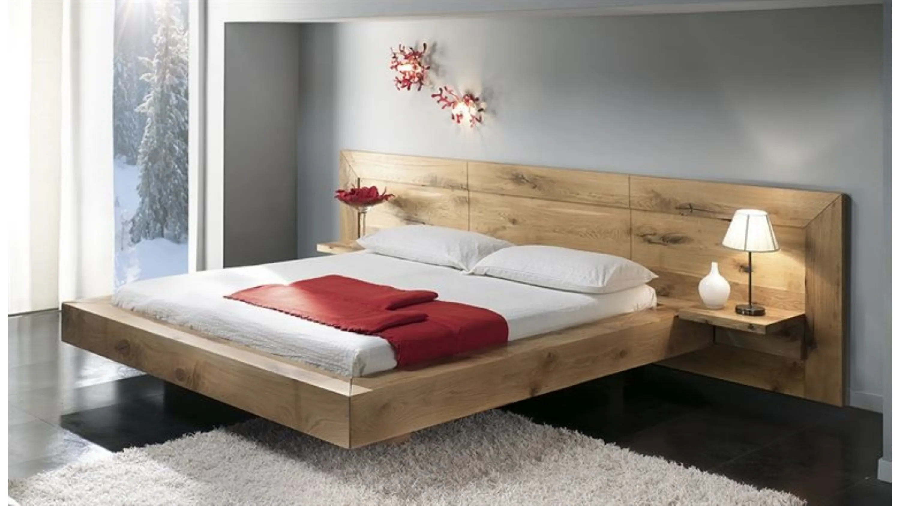 Letto in legno massello con testiera a muro Dreams TL1609 di Conarte