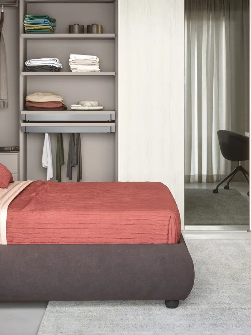 Letto in tessuto imbottito con testiera Kora di Cinquanta3