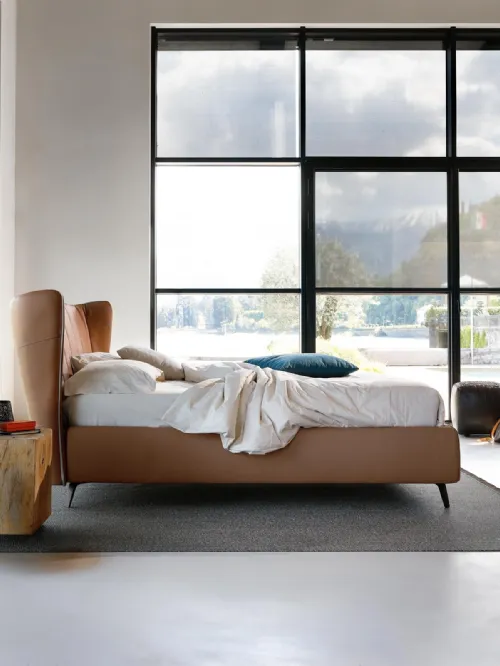 Letto in ecopelle con testiera curva Leonte di Noctis