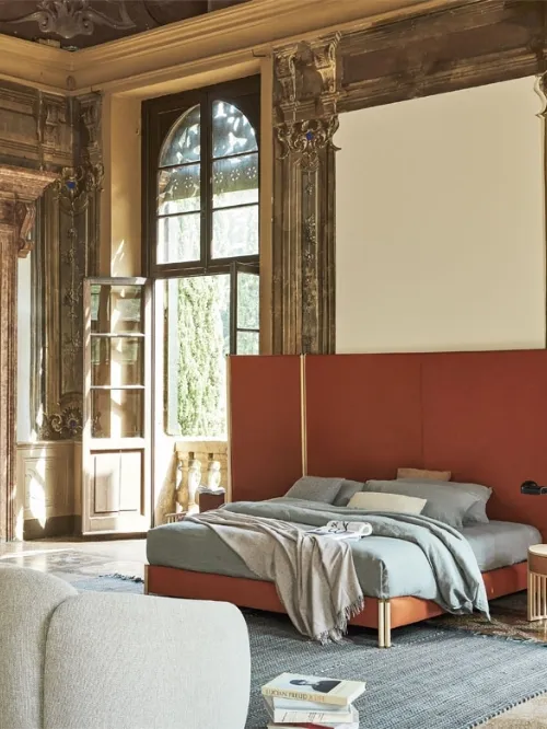 Letto di design in tessuto Bricola di Pianca