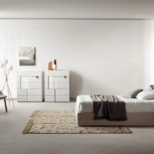 Letto in tessuto imbottito con testiera Vintage di Pianca