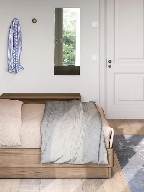 Letto in melaminico Noce naturale con testiera Zurigo di Cinquanta3