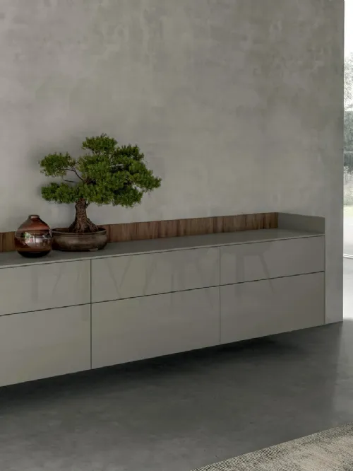 Mobile sospeso Living Time in laccato lucido di Arredo3