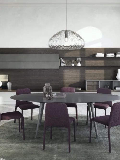 Parete Attrezzata sospesa Boiserie 02 in legno e laccato di Novamobili