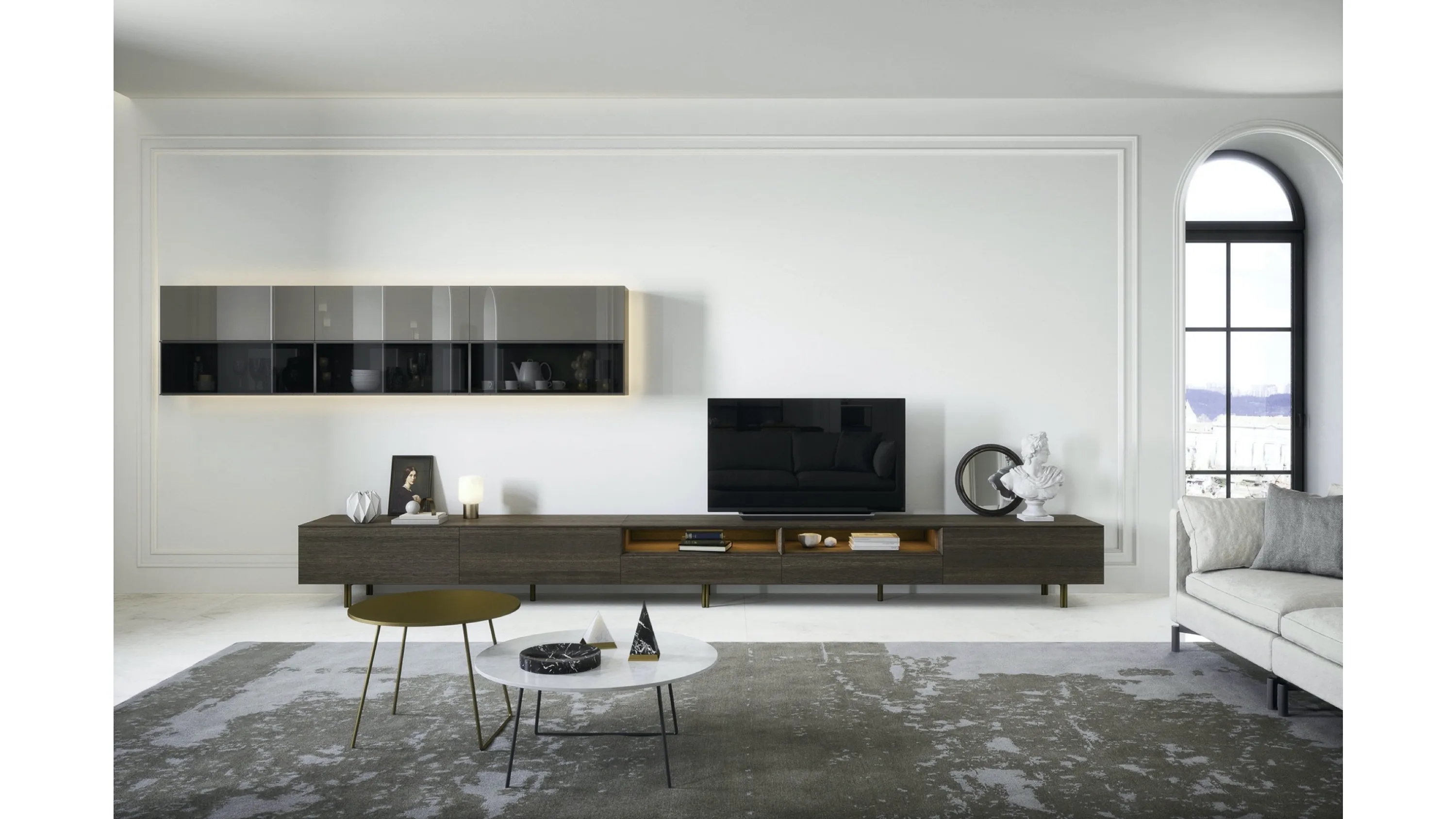 Parete Attrezzata Box 18 Rovere Terra e vetro di Novamobili