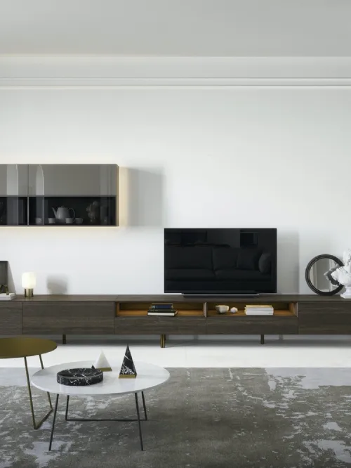 Parete Attrezzata Box 18 Rovere Terra e vetro di Novamobili