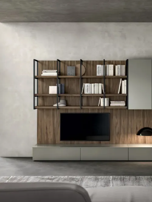 Parete Attrezzata Living Time 02 in laccato e legno di Arredo3