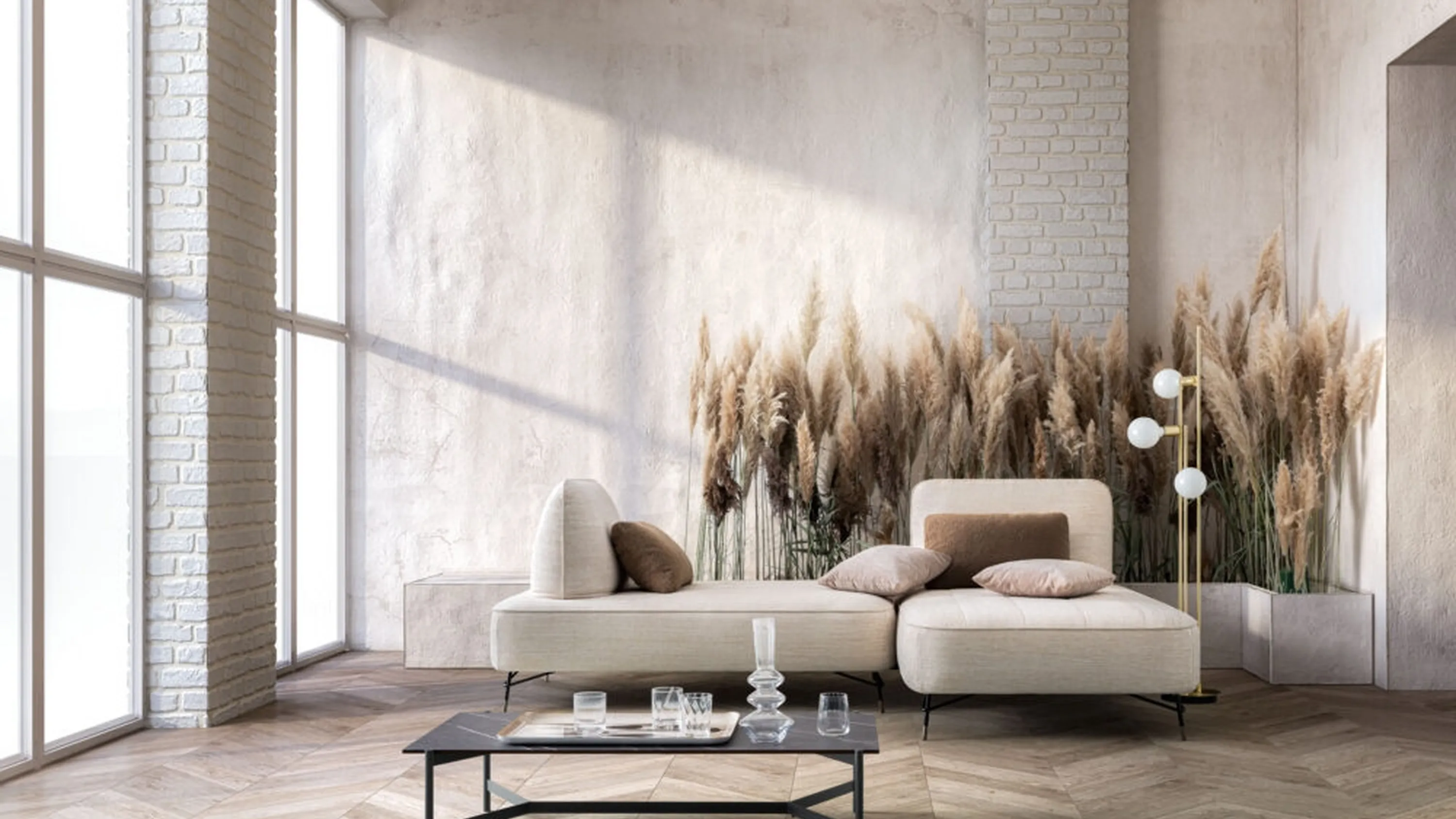 Divano in tessuto con penisola Matrix Special di Samoa