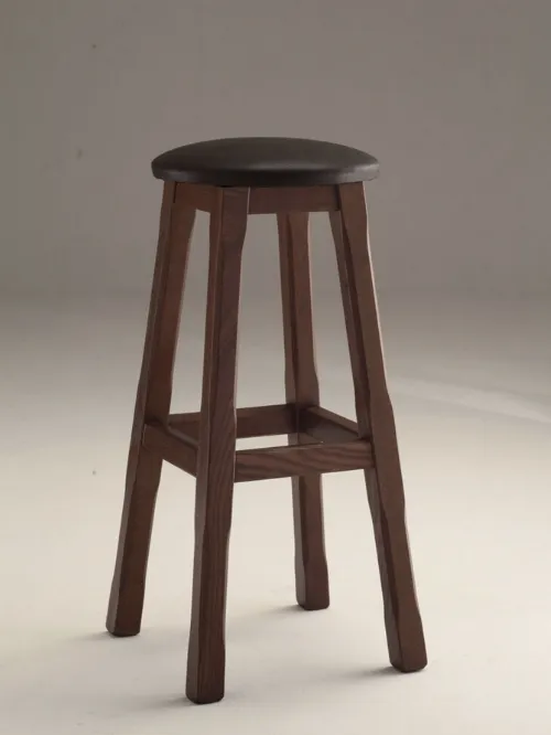 Sgabello Giotto SG con seduta in ecopelle e base in legno di Sedie Brianza