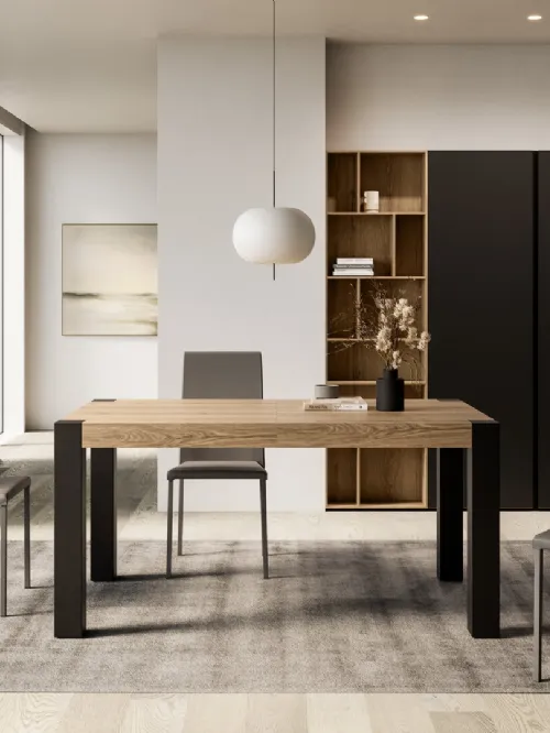 Tavolo allungabile Athos Iron con piano in laminato e gambe in ferro verniciato di Arredo3