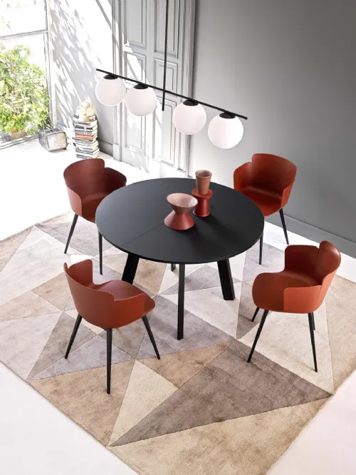 Tavolo rotondo Petalo Round in laminato Fenix Nero di Sedie Brianza