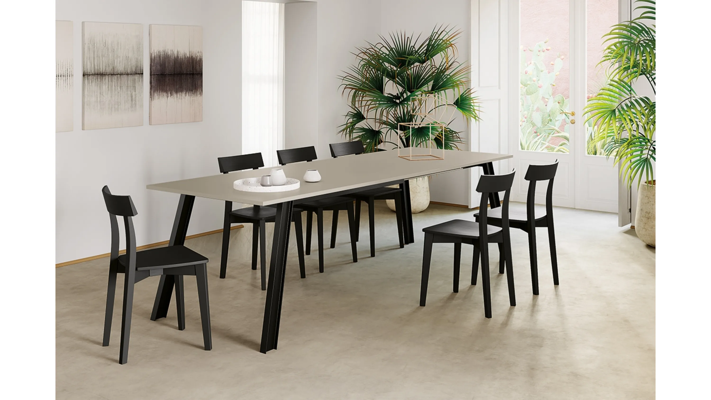 Tavolo allungabile Sky con top in laminato e base in metallo verniciato di Arredo3