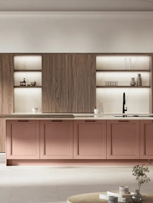 Cucina Classica con isola Opera 01 in laccato e laminato di Arredo3