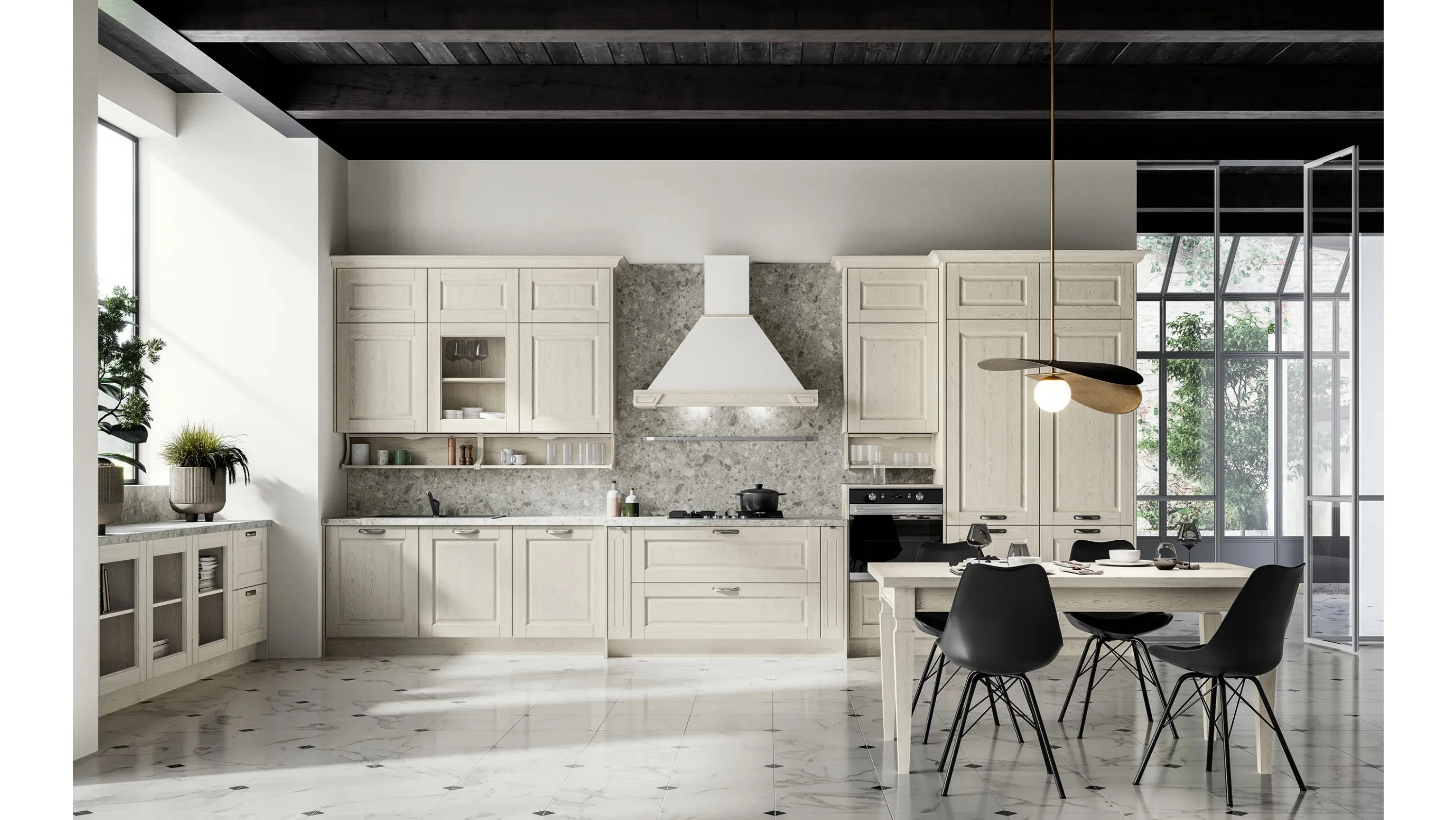 Cucina Classica lineare in frassino bianco Asolo 05 di Arredo3