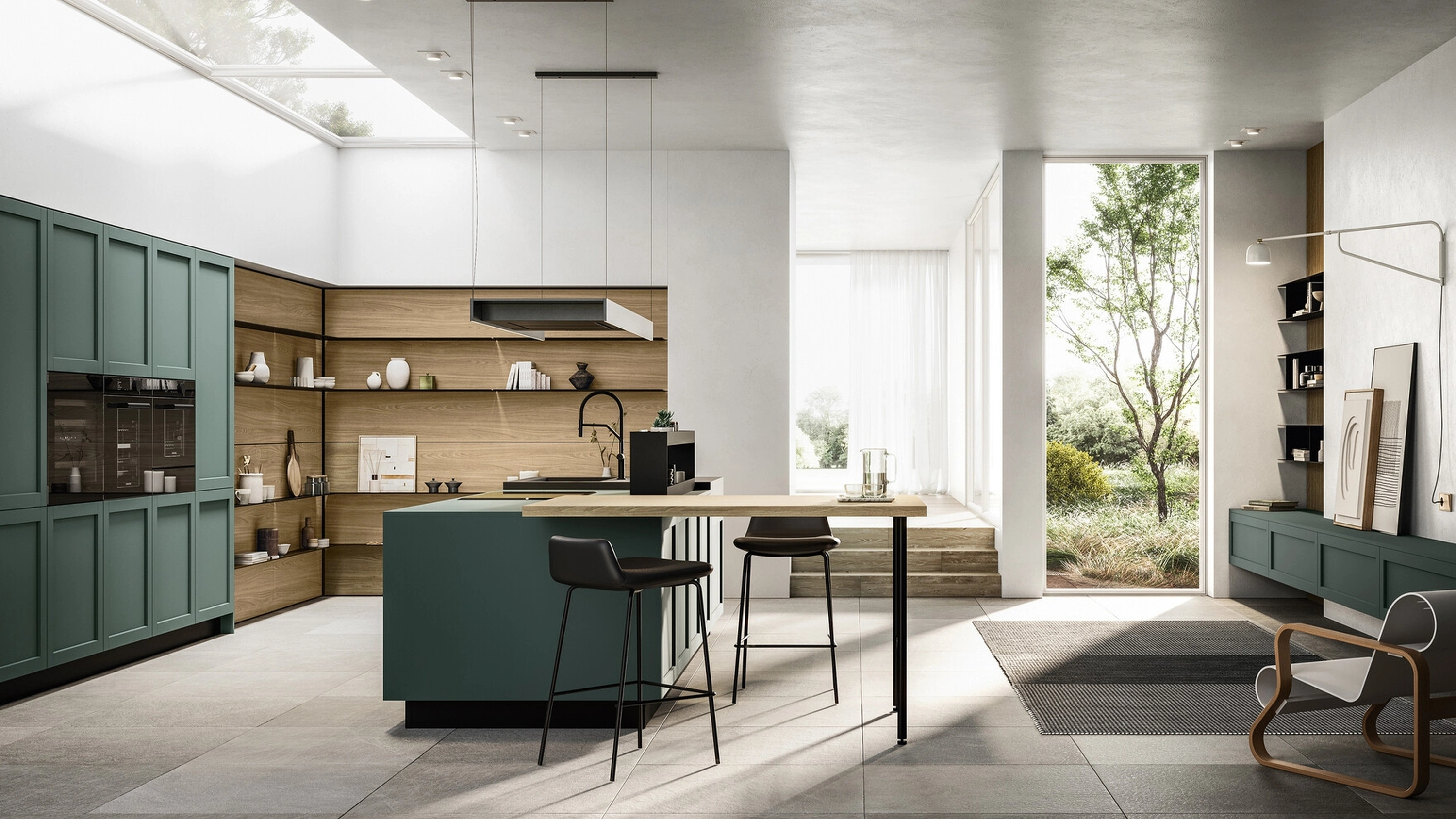 Cucina Moderna in Pet e laminato con isola Alma di Arredo3