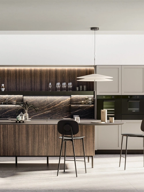 Cucina Moderna in laminato e Pet con isola Alma di Arredo3